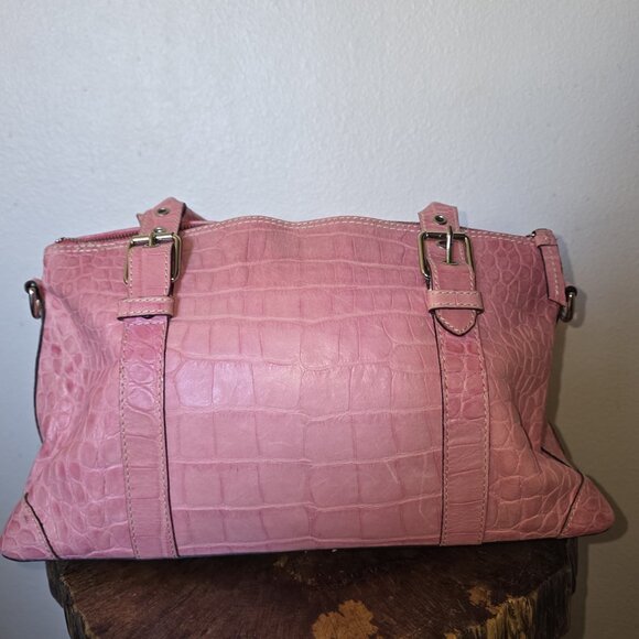 Dooney & Bourke Pink Croc Embossed Leather Satchel Nile Collection Vintage - Picture 14 of 16
